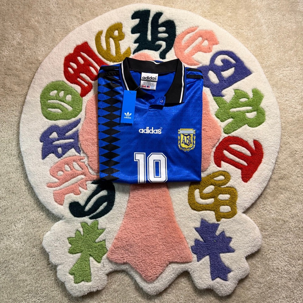 Adidas Argentina 1994 Away Retro Jersey Messi 10 Blue Soccer Shirt Mens Large - Picture 3 of 7